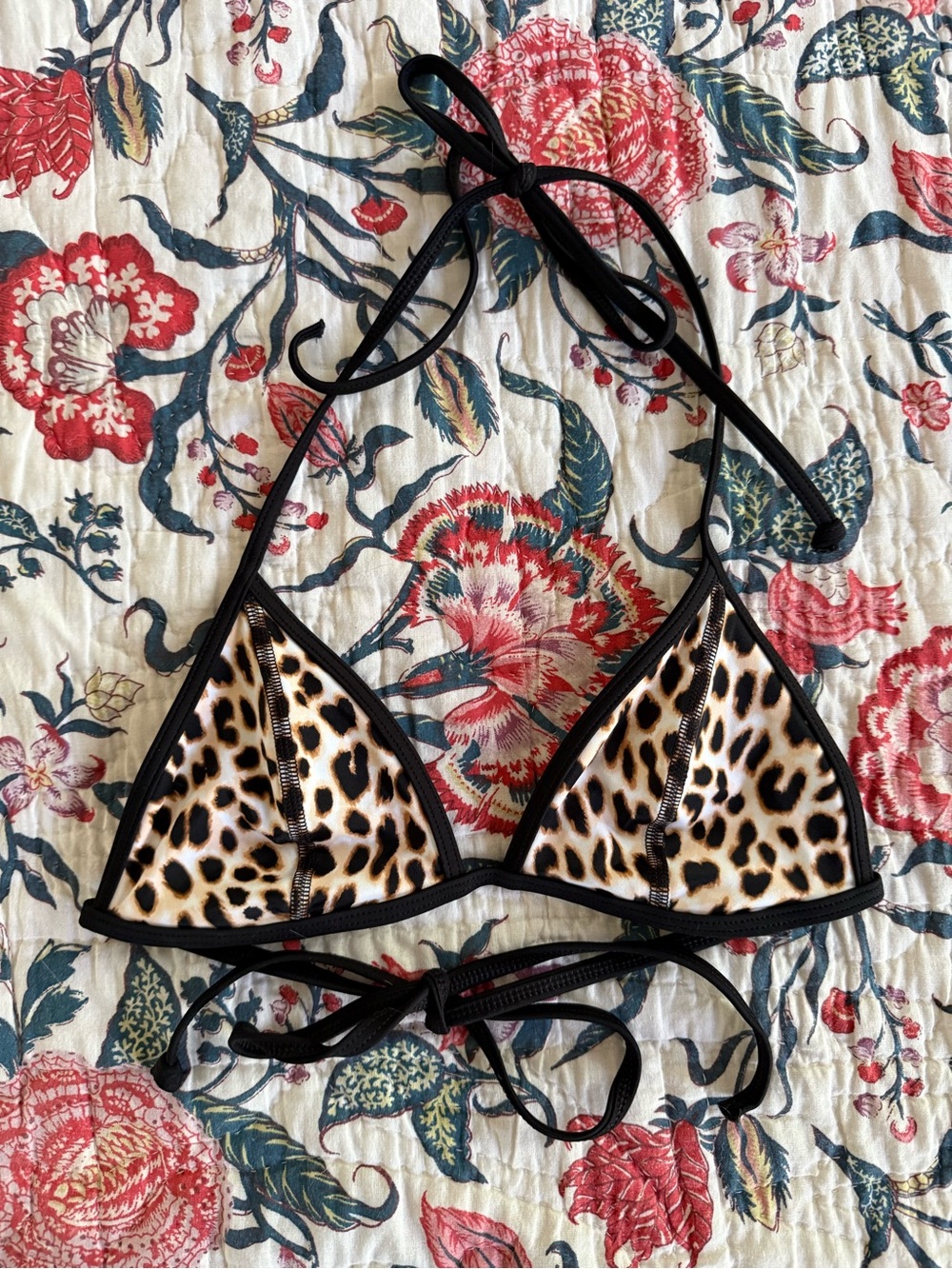 Leopard print triangle bikini top